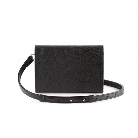 Dámska kožená kabelka na rameno, čierna kroko