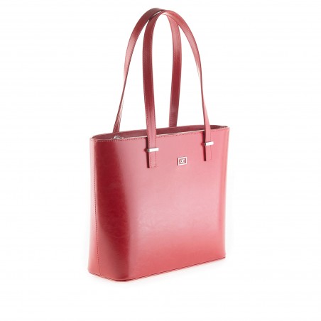 Elegantná kožená kabelka, červená