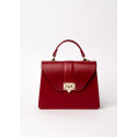 Dámska elegantná kožená kabelka, červená