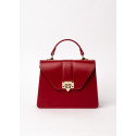 Dámska elegantná kožená kabelka, červená