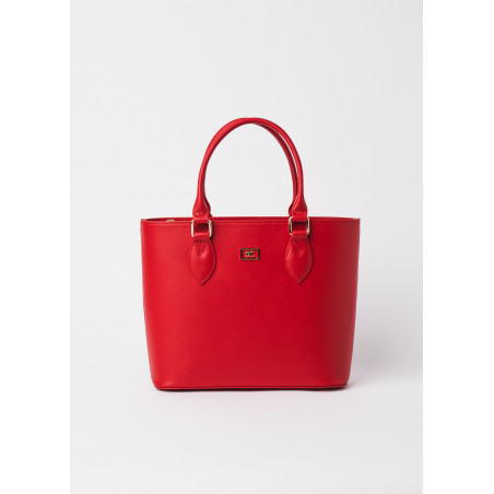 Elegantná kožená kabelka, červená
